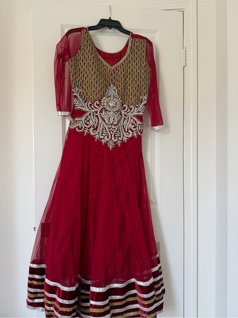 Red indian Embellished Formal Anarkali Gown